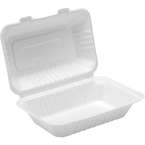 Compostable Hinged Food Containers, Bagasse, Rectangular Equipment World