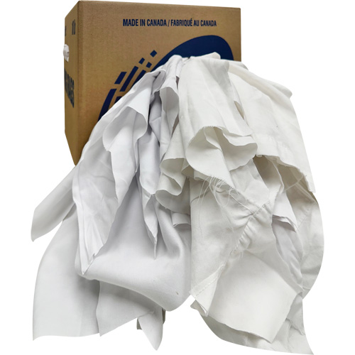 Chiffons recycl&eacute;s, Coton, Blanc, 10 lb Equipment World