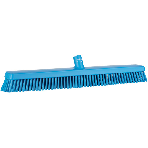 Heavy-Duty Push Broom, Fine/Stiff Bristles, 24", Blue Equipment World