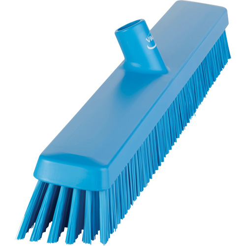 Heavy-Duty Push Broom, Fine/Stiff Bristles, 24", Blue Equipment World