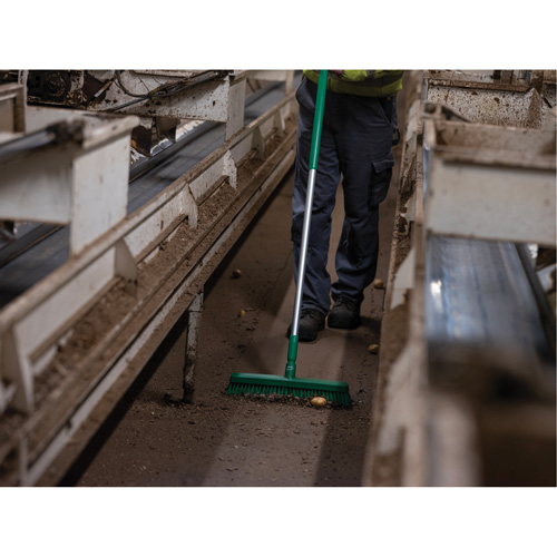 Push Broom Head, Fine/Stiff Bristles, 16-1/2", Polyester/Polypropylene, Green Equipment World