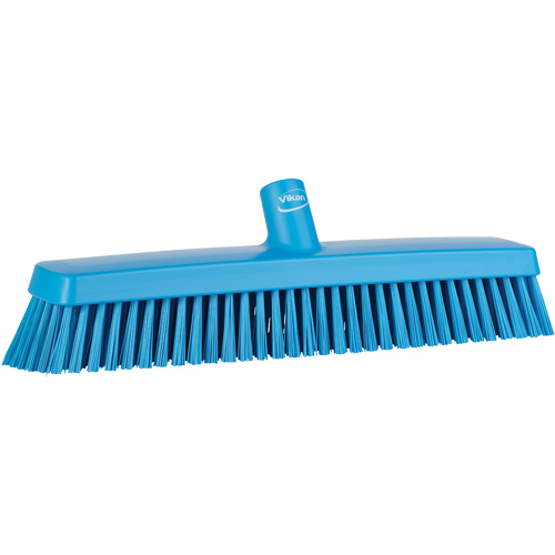 Push Broom Head, Fine/Stiff Bristles, 16-1/2", Polyester/Polypropylene, Blue Equipment World