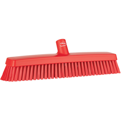 Push Broom Head, Fine/Stiff Bristles, 16-1/2", Polyester/Polypropylene, Red Equipment World