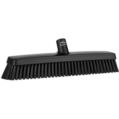 Push Broom Head, Fine/Stiff Bristles, 16-1/2", Polyester/Polypropylene, Black Equipment World