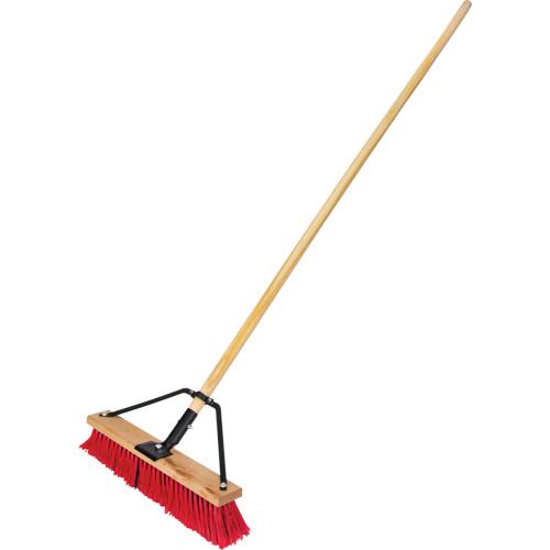 Push Broom with Braced Handle, 18", Medium, PVC Bristles Equipment World