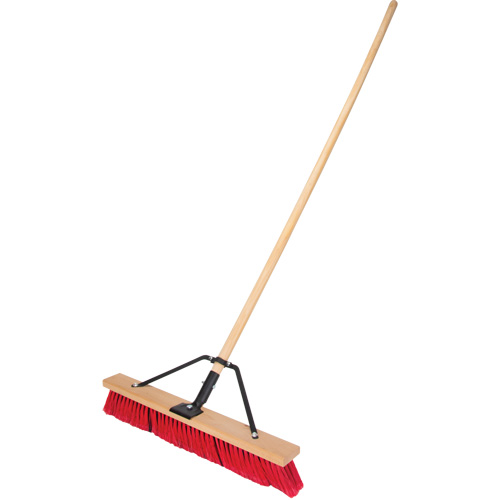 Push Broom with Braced Handle, 24", Medium, PVC Bristles Equipment World