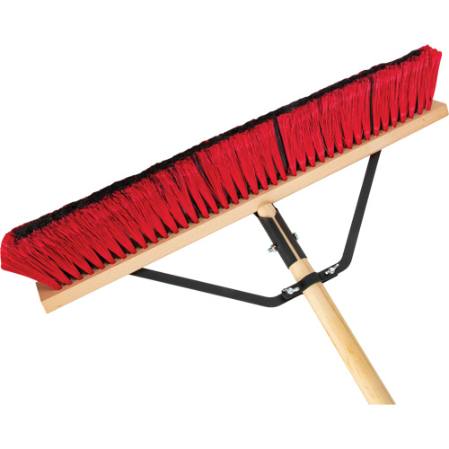 Push Broom with Braced Handle, 24", Medium, PVC Bristles Equipment World