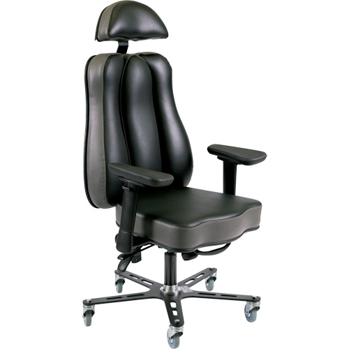 Chaise ergonomique 24 h Synergo II, Vinyle, Noir/gris, Capacit&eacute; 350 lb Equipment World