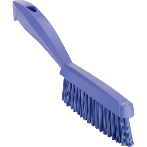 Narrow Hand Brush with Short Handle, Extra Stiff Bristles, 11-4/5" Long, Purple Equipment World