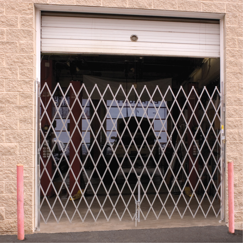 Galvanized Folding Security Gates, Fixed Single Folding, 4' L x 7' H Expanded Equipment World