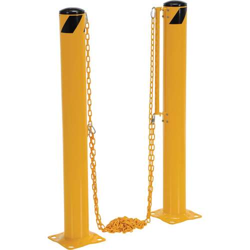 Dock Chain Barrier Bollard System, Steel, 42" H x 6-5/8" W, Yellow Equipment World