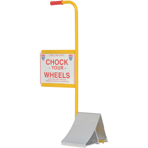 Wheel Chock with Handle & Sign, 7" W x 11-7/8" D x 7-11/16" H Equipment World