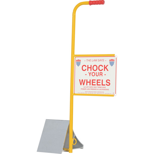 Wheel Chock with Handle & Sign, 7" W x 11-7/8" D x 7-11/16" H Equipment World