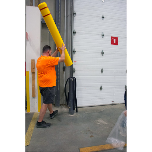 Polyethylene Bollard Cover, 4-1/2" Dia. x 52" L, Red/Yellow Equipment World