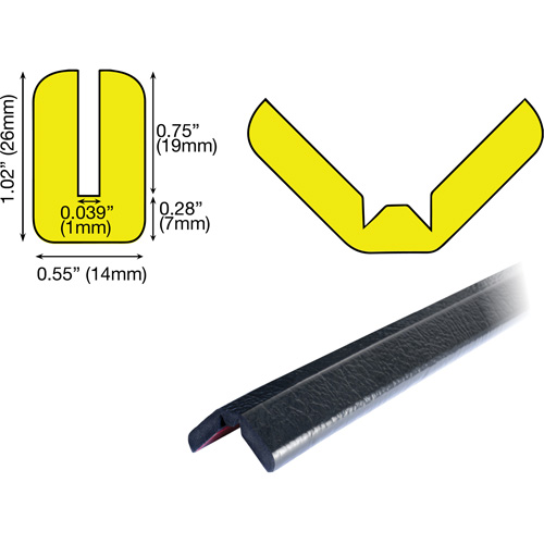 W Profile 1M Edge Protection Bumper Guard, 3.25' Long Equipment World