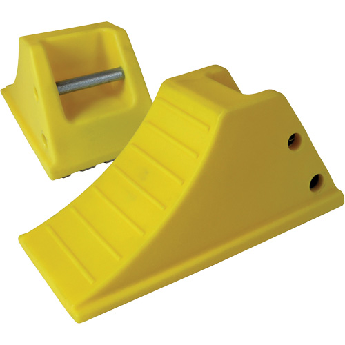 40 Ton Large Equipment Wheel Chock with Grip Pads, Urethane, Yellow Equipment World