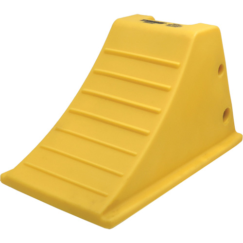 75 Ton Large Equipment Wheel Chock with Grip Pads, Urethane, Yellow Equipment World