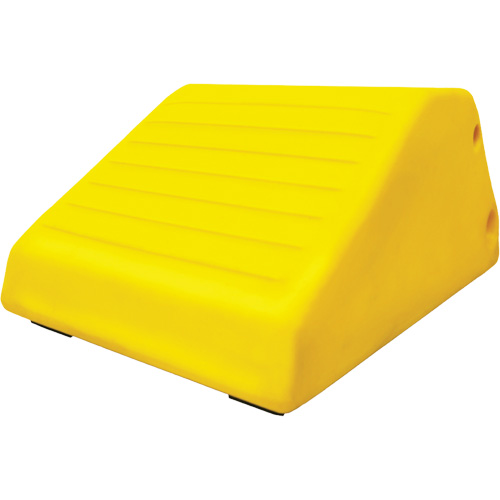 255 Ton Large Equipment Wheel Chock with Handle & Hole, Urethane, Yellow Equipment World