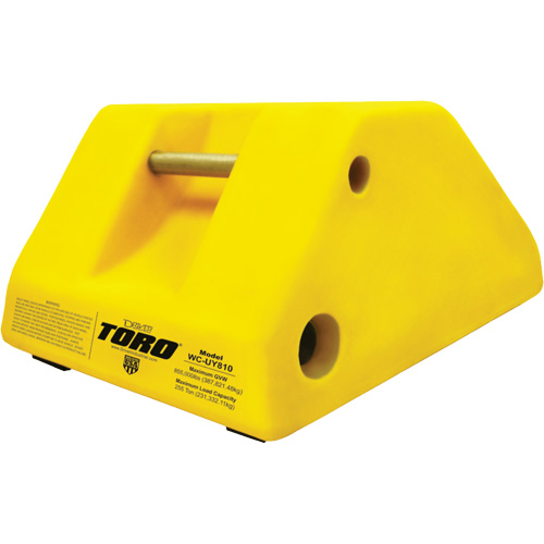 255 Ton Large Equipment Wheel Chock with Handle & Hole, Urethane, Yellow Equipment World
