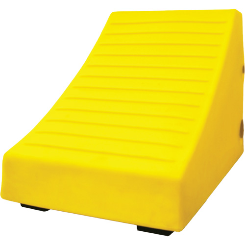400 Ton Large Equipment Wheel Chock with Handle & Hole, Urethane, Yellow Equipment World
