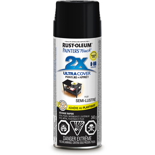 Painter's Touch&reg; Ultra Cover Paint, Black, Semi-Gloss, Aerosol Can Equipment World