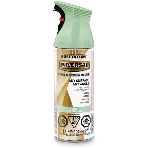 Universal&reg; Enamel Paint & Primer In One, Modern Mint Green, Gloss, Aerosol Can Equipment World