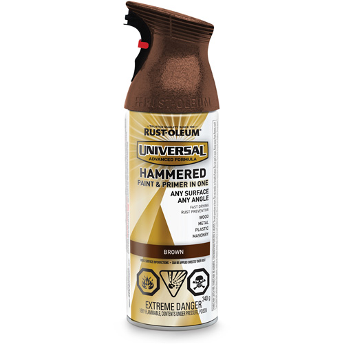 Universal&reg; Paint & Primer In One Spray Paint, Brown, Hammered, Aerosol Can Equipment World