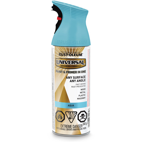 Universal&reg; Enamel Paint & Primer In One, Aqua Blue, Satin, Aerosol Can Equipment World