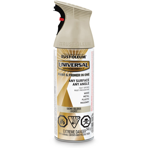 Universal&reg; Enamel Paint & Primer In One, Ivory White, Semi-Gloss, Aerosol Can Equipment World