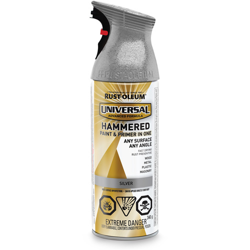 Universal&reg; Paint & Primer In One, Silver Aluminum, Hammered, Aerosol Can Equipment World