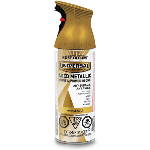 Universal&reg; Aged Spray Paint, Vintage Gold, Metallic, Aerosol Can Equipment World