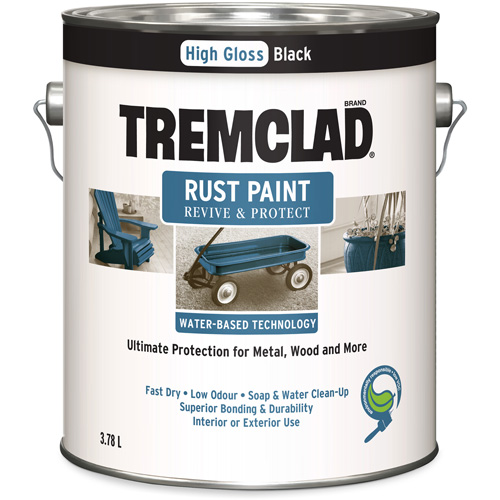 Tremclad&reg; Water-Based Rust Paint, 3.78 L, Gallon, Black Equipment World