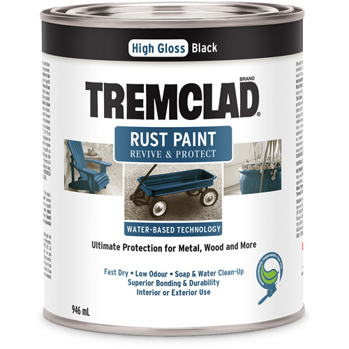 Tremclad&reg; Water-Based Rust Paint, 946 ml, Can, Black Equipment World