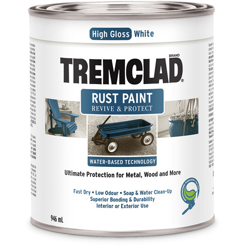 Tremclad&reg; Water-Based Rust Paint, 946 ml, Can, White Equipment World