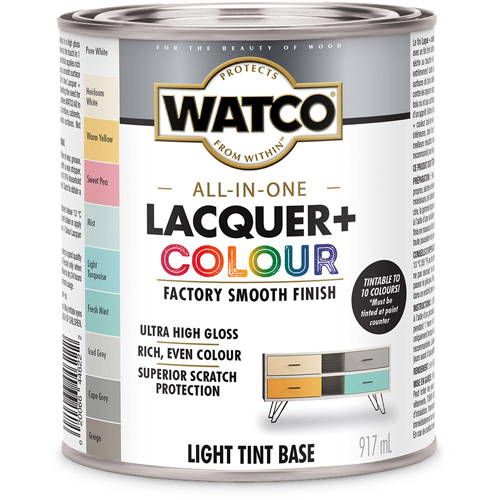 Watco&reg; All In One Lacquer + Colour Light Tint Base, 946 ml, Light Tint Base, High-Gloss Equipment World