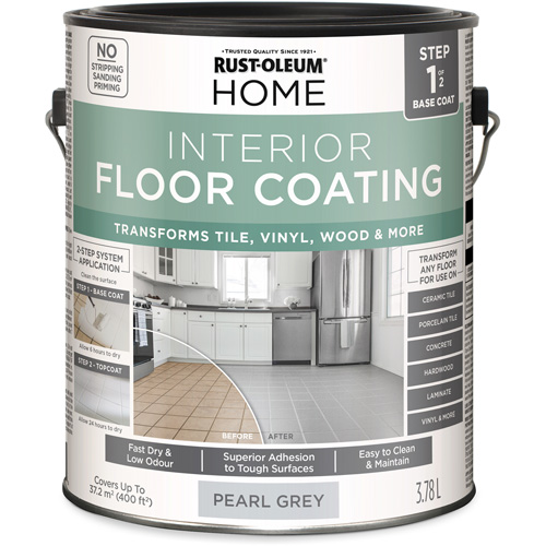Home Interior Floor Coating System Base Coat, 3.78 L, Water-Based, Very Flat, Grey Equipment World