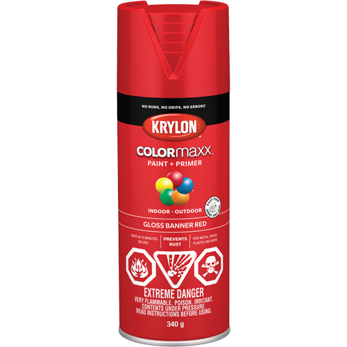 Appr&ecirc;t + peinture COLORmaxx, Rouge banni&egrave;re, Brillant, 12 oz, Canette a&eacute;rosol Equipment World