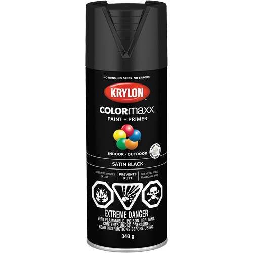 COLORmaxx Paint + Primer, Black, Semi-Flat, 12 oz., Aerosol Can Equipment World