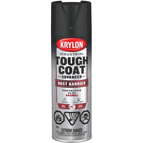 Tough Coat&reg; Advanced Paint with Rust Barrier Technology, Black, Flat, 425 g, Aerosol Can Equipment World