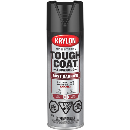 Tough Coat&reg; Advanced Paint with Rust Barrier Technology, Black, High-Gloss, 425 g, Aerosol Can Equipment World
