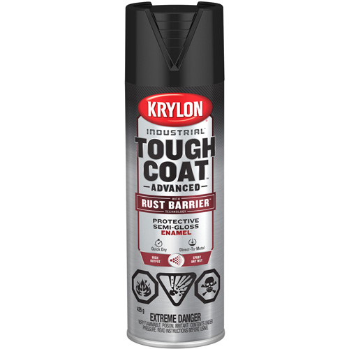 Tough Coat&reg; Advanced Paint with Rust Barrier Technology, Black, Semi-Gloss, 425 g, Aerosol Can Equipment World