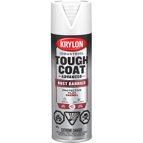 Tough Coat&reg; Advanced Paint with Rust Barrier Technology, White, Flat, 425 g, Aerosol Can Equipment World