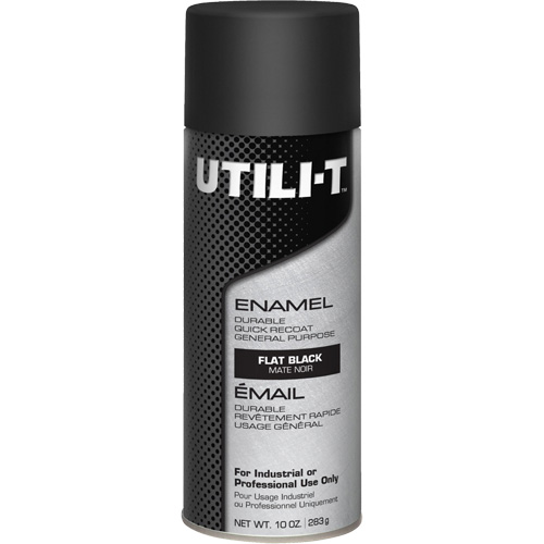 UTILI-T General Purpose Enamel Spray Paint, Black, Flat, 10 oz./283 g, Aerosol Can Equipment World