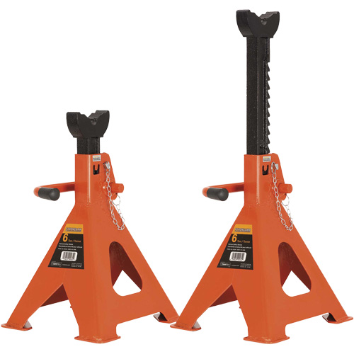 856A Jack Stands, Locking Handle/Ratchet, 6 Ton(s) Capacity, 15-1/2" - 24" H Equipment World