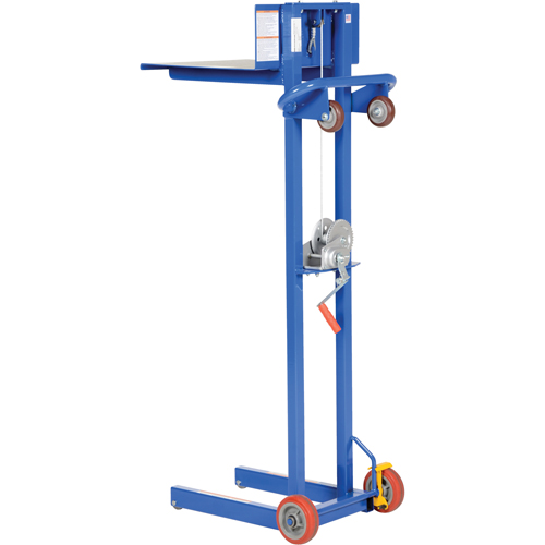 Platform Lift Stacker, Hand Winch Operated, 400 lbs. Capacity, 58" Max Lift Equipment World