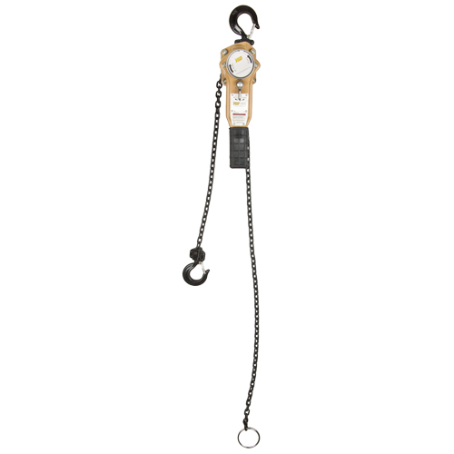 Heavy Duty Gold Series Lever Chain Hoist, 5' Lift, 1000 lbs. (0.5 tons) Capacity, Alloy Steel Chain Equipment World