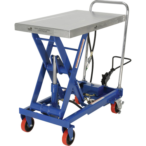 Pneumatic Hydraulic Scissor Lift Table, Steel, 32-1/2" L x 19-3/4" W, 1000 lbs. Cap. Equipment World
