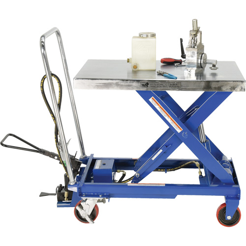 Pneumatic Hydraulic Scissor Lift Table, Steel, 32-1/2" L x 19-3/4" W, 1000 lbs. Cap. Equipment World