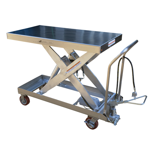 Pneumatic Hydraulic Scissor Lift Table, Stainless Steel, 47-1/2" L x 24" W, 2000 lbs. Cap. Equipment World