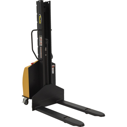 Narrow Mast Powered Lift Stacker, Electric Operated, 1000 lbs. Capacity, 63" Max Lift Equipment World